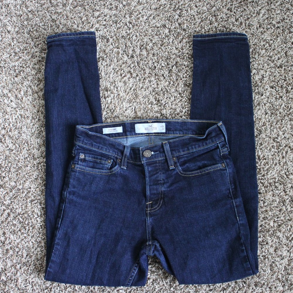 MENS' HOLLISTER MEDIUM DARK SKINNY JEANS